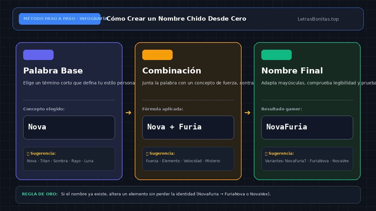 Proceso para crear un nombre chido para juegos desde una palabra base
