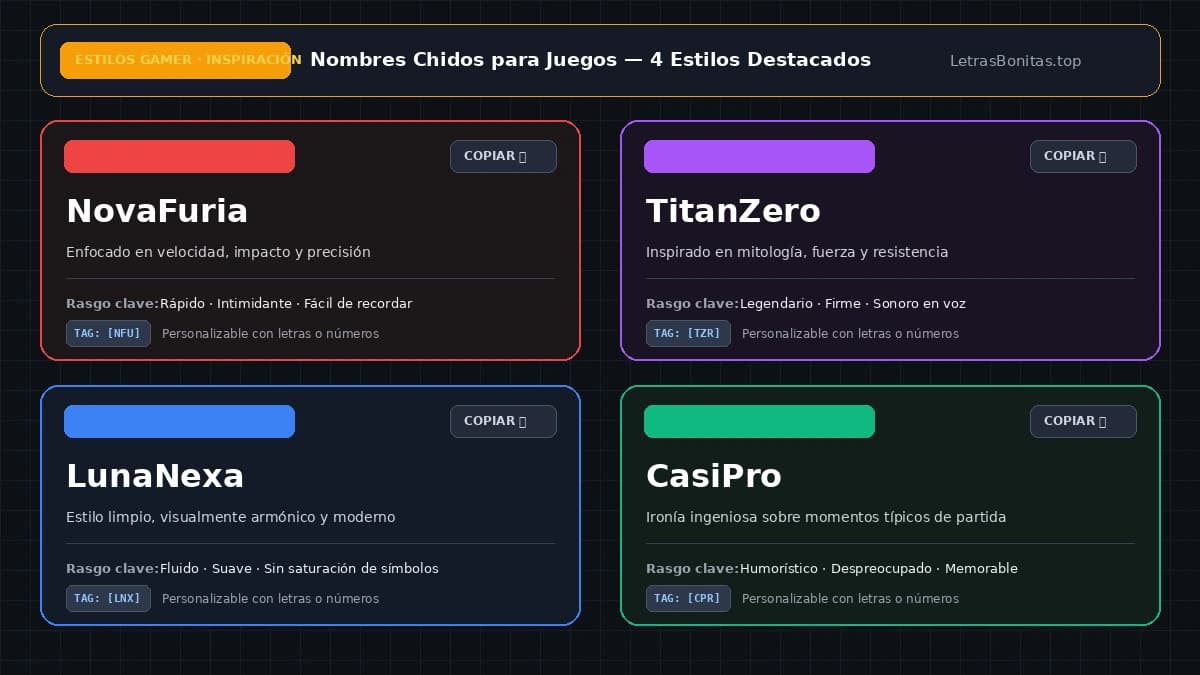 Ideas de nombres chidos para juegos organizadas por estilo